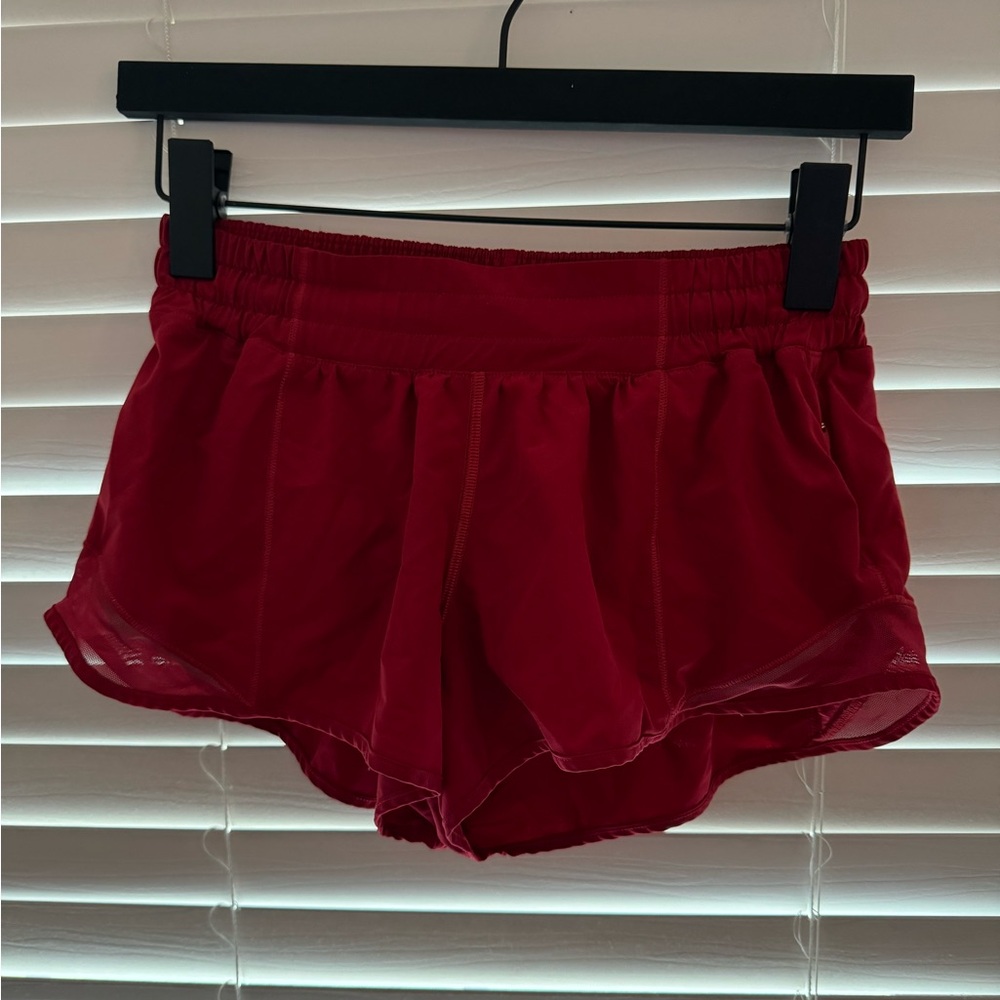 Vintage red Lululemon red low rise 2.5 hotty hot shorts